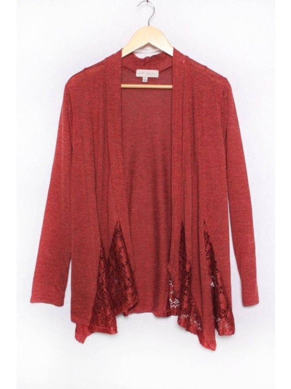 Women’s Long Sleeve Open Front Lace Embellished Cardigan XL